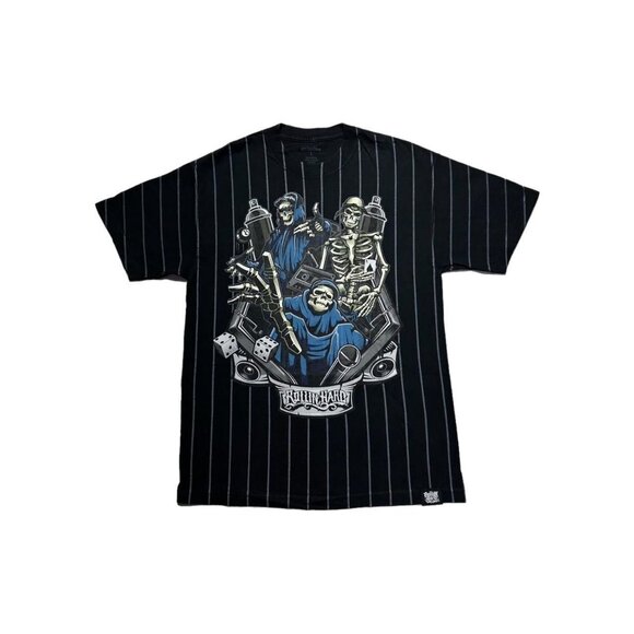 Y2K Anchor Blue Rollin Hard Skeleton T-Shirt - Picture 1 of 5